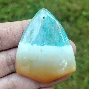 Shield Shaped Blue Agate Pendant Gemstone